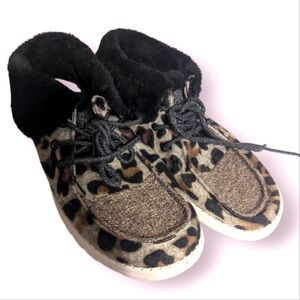 Leopard Print Fur-Lined Hey Dudes!